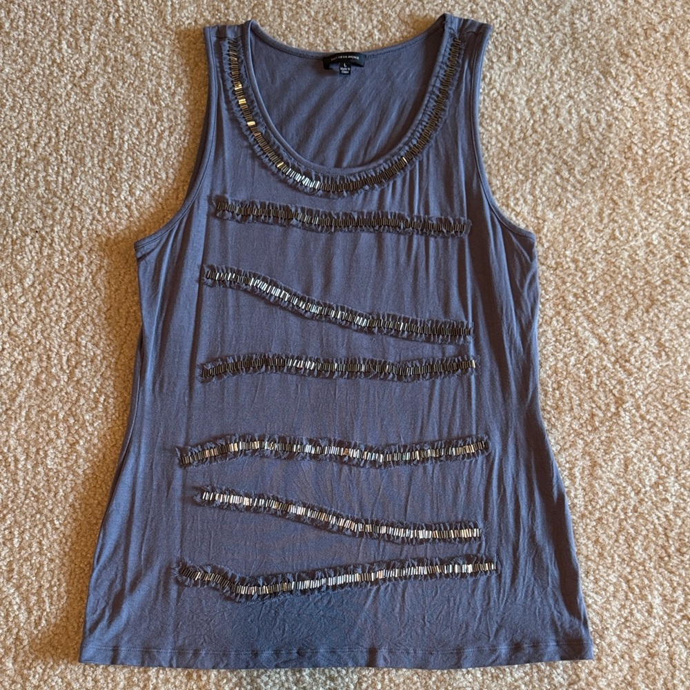 Saks Fifth Avenue Gray Tank Top with Sequin Stripes